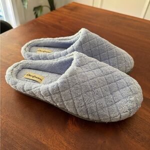 Dearfoam Light Blue Slip-on House Shoes Slippers Close Toed Womens XL wide width